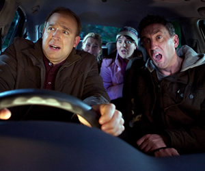 Not Going Out. Image shows from L to R: Tim (Tim Vine), Lucy (Sally Bretton), Daisy (Katy Wix), Lee (Lee Mack). Copyright: Avalon Television / Arlo Productions. Not Going Out. Image shows from L to R: Tim (Tim Vine), Lucy (Sally Bretton), Daisy (Katy Wix), Lee (Lee Mack). Copyright: Avalon Television / Arlo Productions.