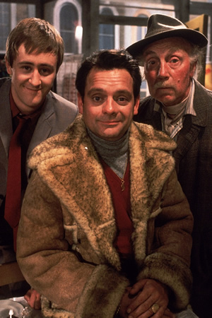 Only Fools And Horses. Image shows from L to R: Rodney (Nicholas Lyndhurst), Del (David Jason), Grandad (Lennard Pearce). Copyright: BBC. Only Fools And Horses. Image shows from L to R: Rodney (Nicholas Lyndhurst), Del (David Jason), Grandad (Lennard Pearce). Copyright: BBC.