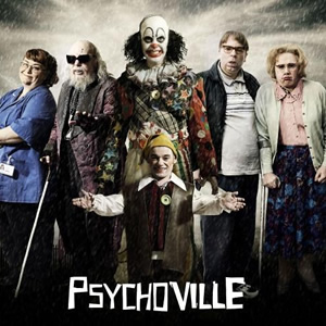 Psychoville. Image shows from L to R: Joy Aston (Dawn French), Oscar Lomax (Steve Pemberton), Robert Greenspan (Jason Tompkins), Mr Jelly (Reece Shearsmith), David Sowerbutts (Steve Pemberton), Maureen Sowerbutts (Reece Shearsmith). Copyright: BBC. Psychoville. Image shows from L to R: Joy Aston (Dawn French), Oscar Lomax (Steve Pemberton), Robert Greenspan (Jason Tompkins), Mr Jelly (Reece Shearsmith), David Sowerbutts (Steve Pemberton), Maureen Sowerbutts (Reece Shearsmith). Copyright: BBC.