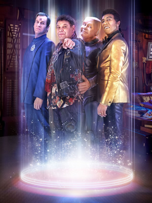 Red Dwarf. Image shows from L to R: Rimmer (Chris Barrie), Lister (Craig Charles), Kryten (Robert Llewellyn), Cat (Danny John-Jules). Red Dwarf. Image shows from L to R: Rimmer (Chris Barrie), Lister (Craig Charles), Kryten (Robert Llewellyn), Cat (Danny John-Jules).
