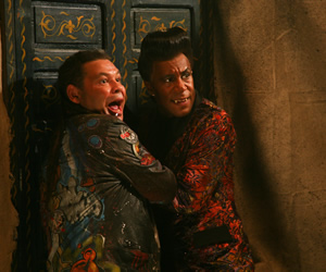 Red Dwarf. Image shows from L to R: Lister (Craig Charles), Cat (Danny John-Jules). Copyright: Grant Naylor Productions / BBC. Red Dwarf. Image shows from L to R: Lister (Craig Charles), Cat (Danny John-Jules). Copyright: Grant Naylor Productions / BBC.