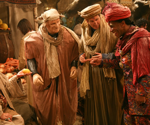 Red Dwarf. Image shows from L to R: Kryten (Robert Llewellyn), Rimmer (Chris Barrie), Cat (Danny John-Jules). Copyright: Grant Naylor Productions / BBC. Red Dwarf. Image shows from L to R: Kryten (Robert Llewellyn), Rimmer (Chris Barrie), Cat (Danny John-Jules). Copyright: Grant Naylor Productions / BBC.