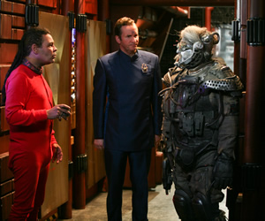 Red Dwarf. Image shows from L to R: Lister (Craig Charles), Rimmer (Chris Barrie), Hogey the Roguey (Richard O'Callaghan). Copyright: Grant Naylor Productions / BBC. Red Dwarf. Image shows from L to R: Lister (Craig Charles), Rimmer (Chris Barrie), Hogey the Roguey (Richard O'Callaghan). Copyright: Grant Naylor Productions / BBC.