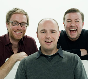 The Ricky Gervais Show. Image shows from L to R: Stephen Merchant, Karl Pilkington, Ricky Gervais. Copyright: Media Rights Capital / Wildbrain. The Ricky Gervais Show. Image shows from L to R: Stephen Merchant, Karl Pilkington, Ricky Gervais. Copyright: Media Rights Capital / Wildbrain.