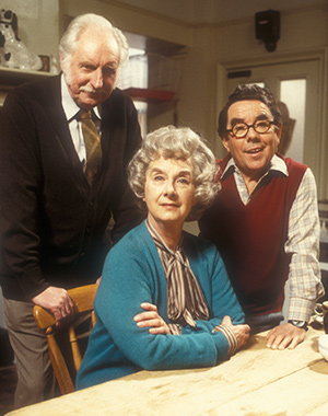 Sorry!. Image shows from L to R: Sidney Lumsden (William Moore), Phyllis Lumsden (Barbara Lott), Timothy Lumsden (Ronnie Corbett). Copyright: BBC. Sorry!. Image shows from L to R: Sidney Lumsden (William Moore), Phyllis Lumsden (Barbara Lott), Timothy Lumsden (Ronnie Corbett). Copyright: BBC.