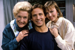 That's My Boy. Image shows from L to R: Ida Willis (Mollie Sugden), Robert Price (Christopher Blake), Angie Price (Jennifer Lonsdale). Copyright: Yorkshire Television. That's My Boy. Image shows from L to R: Ida Willis (Mollie Sugden), Robert Price (Christopher Blake), Angie Price (Jennifer Lonsdale). Copyright: Yorkshire Television.