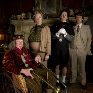 This Is Jinsy. Image shows from L to R: Roley Jenkins (Phil Davis), Joan Jenkins (Olivia Colman), Maven (Justin Chubb), Sporall (Chris Bran). Copyright: The Welded Tandem Picture Company. This Is Jinsy. Image shows from L to R: Roley Jenkins (Phil Davis), Joan Jenkins (Olivia Colman), Maven (Justin Chubb), Sporall (Chris Bran). Copyright: The Welded Tandem Picture Company.