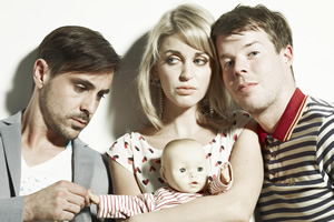 Threesome. Image shows from L to R: Richie (Emun Elliott), Alice (Amy Huberman), Mitch (Stephen Wight). Copyright: Big Talk Productions. Threesome. Image shows from L to R: Richie (Emun Elliott), Alice (Amy Huberman), Mitch (Stephen Wight). Copyright: Big Talk Productions.
