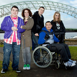 Two Pints Of Lager And A Packet Of Crisps. Image shows from L to R: Tim (Luke Gell), Donna Henshaw (Natalie Casey), Billy (Freddie Hogan), Gary 'Gaz' Wilkinson (Will Mellor), Cassie (Georgia Henshaw). Copyright: BBC. Two Pints Of Lager And A Packet Of Crisps. Image shows from L to R: Tim (Luke Gell), Donna Henshaw (Natalie Casey), Billy (Freddie Hogan), Gary 'Gaz' Wilkinson (Will Mellor), Cassie (Georgia Henshaw). Copyright: BBC.