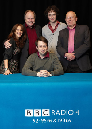 The Unbelievable Truth. Image shows from L to R: Lucy Porter, Clive Anderson, David Mitchell, Chris Addison, Graeme Garden. Copyright: BBC / Random Entertainment. The Unbelievable Truth. Image shows from L to R: Lucy Porter, Clive Anderson, David Mitchell, Chris Addison, Graeme Garden. Copyright: BBC / Random Entertainment.