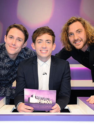 Virtually Famous. Image shows from L to R: Chris Stark, Kevin McHale, Seann Walsh. Copyright: Talkback / Hungry Bear Media. Virtually Famous. Image shows from L to R: Chris Stark, Kevin McHale, Seann Walsh. Copyright: Talkback / Hungry Bear Media.