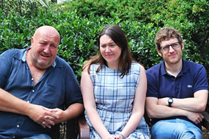 Ankle Tag. Image shows from L to R: Bob (Steve Speirs), Alice (Katy Wix), Gruff (Elis James). Copyright: BBC. Ankle Tag. Image shows from L to R: Bob (Steve Speirs), Alice (Katy Wix), Gruff (Elis James). Copyright: BBC.