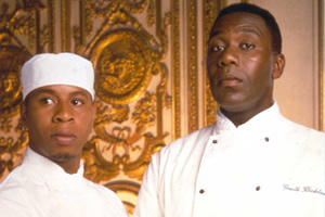 Chef!. Image shows from L to R: Everton Stonehead (Roger Griffiths), Gareth Blackstock (Lenny Henry). Chef!. Image shows from L to R: Everton Stonehead (Roger Griffiths), Gareth Blackstock (Lenny Henry).