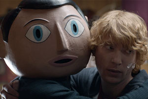 Frank. Image shows from L to R: Frank Sidebottom (Michael Fassbender), Jon Burroughs (Domhnall Gleeson). Copyright: Film4. Frank. Image shows from L to R: Frank Sidebottom (Michael Fassbender), Jon Burroughs (Domhnall Gleeson). Copyright: Film4.
