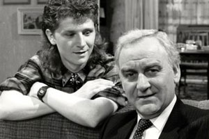 Home To Roost. Image shows from L to R: Matthew Willows (Reece Dinsdale), Henry Willows (John Thaw). Copyright: Yorkshire Television. Home To Roost. Image shows from L to R: Matthew Willows (Reece Dinsdale), Henry Willows (John Thaw). Copyright: Yorkshire Television.