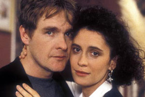 Joking Apart. Image shows from L to R: Mark Taylor (Robert Bathurst), Becky Johnson (Fiona Gillies). Copyright: BBC. Joking Apart. Image shows from L to R: Mark Taylor (Robert Bathurst), Becky Johnson (Fiona Gillies). Copyright: BBC.