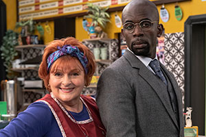 Kate & Koji. Image shows from L to R: Kate (Brenda Blethyn), Koji (Jimmy Akingbola). Copyright: Hat Trick Productions. Kate & Koji. Image shows from L to R: Kate (Brenda Blethyn), Koji (Jimmy Akingbola). Copyright: Hat Trick Productions.