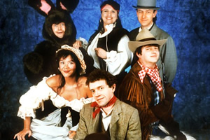 The Masterson Inheritance. Image shows from L to R: Phelim McDermott, Josie Lawrence, Jim Sweeney, Caroline Quentin, Lee Simpson, Paul Merton. Copyright: BBC. The Masterson Inheritance. Image shows from L to R: Phelim McDermott, Josie Lawrence, Jim Sweeney, Caroline Quentin, Lee Simpson, Paul Merton. Copyright: BBC.