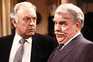 Never The Twain. Image shows from L to R: Simon Peel (Donald Sinden), Oliver Smallbridge (Windsor Davies). Copyright: Thames Television. Never The Twain. Image shows from L to R: Simon Peel (Donald Sinden), Oliver Smallbridge (Windsor Davies). Copyright: Thames Television.