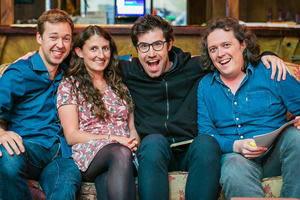 No Such Thing As The News. Image shows from L to R: Andrew Hunter Murray, Anna Ptaszynski, Dan Schreiber, James Harkin. No Such Thing As The News. Image shows from L to R: Andrew Hunter Murray, Anna Ptaszynski, Dan Schreiber, James Harkin.