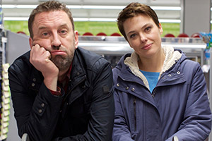 Not Going Out. Image shows from L to R: Lee (Lee Mack), Lucy (Sally Bretton). Copyright: Avalon Television. Not Going Out. Image shows from L to R: Lee (Lee Mack), Lucy (Sally Bretton). Copyright: Avalon Television.