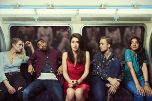Pure. Image shows from L to R: Amber (Niamh Algar), Joe (Anthony Welsh), Marnie (Charly Clive), Charlie (Joe Cole), Shereen (Kiran Sonia Sawar). Pure. Image shows from L to R: Amber (Niamh Algar), Joe (Anthony Welsh), Marnie (Charly Clive), Charlie (Joe Cole), Shereen (Kiran Sonia Sawar).