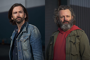 Staged. Image shows from L to R: David (David Tennant), Michael (Michael Sheen). Staged. Image shows from L to R: David (David Tennant), Michael (Michael Sheen).