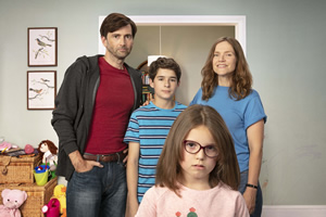 There She Goes. Image shows from L to R: Simon (David Tennant), Ben (Edan Hayhurst), Rosie (Miley Locke), Emily (Jessica Hynes). Copyright: Merman. There She Goes. Image shows from L to R: Simon (David Tennant), Ben (Edan Hayhurst), Rosie (Miley Locke), Emily (Jessica Hynes). Copyright: Merman.