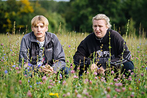 This Country. Image shows from L to R: Lee 'Kurtan' Mucklowe (Charlie Cooper), Kerry Mucklowe (Daisy May Cooper). This Country. Image shows from L to R: Lee 'Kurtan' Mucklowe (Charlie Cooper), Kerry Mucklowe (Daisy May Cooper).