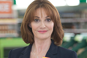 Trollied. Cheryl (Sarah Parish). Copyright: Roughcut Television. Trollied. Cheryl (Sarah Parish). Copyright: Roughcut Television.
