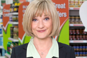 Trollied. Julie (Jane Horrocks). Copyright: Roughcut Television. Trollied. Julie (Jane Horrocks). Copyright: Roughcut Television.