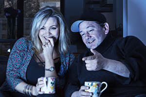 We Have Been Watching. Image shows from L to R: Jo Joyner, Johnny Vegas. Copyright: Crook Productions. We Have Been Watching. Image shows from L to R: Jo Joyner, Johnny Vegas. Copyright: Crook Productions.