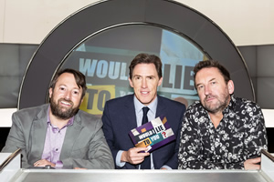 Would I Lie To You?. Image shows from L to R: David Mitchell, Rob Brydon, Lee Mack. Copyright: Zeppotron. Would I Lie To You?. Image shows from L to R: David Mitchell, Rob Brydon, Lee Mack. Copyright: Zeppotron.