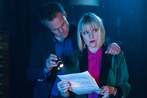 Agatha Raisin. Image shows from L to R: James Lacey (Jamie Glover), Agatha Raisin (Ashley Jensen). Agatha Raisin. Image shows from L to R: James Lacey (Jamie Glover), Agatha Raisin (Ashley Jensen).