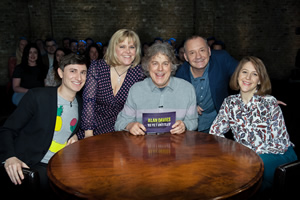 Alan Davies: As Yet Untitled. Image shows from L to R: Tom Rosenthal, Lizzie Roper, Alan Davies, Bob Mortimer, Gemma Whelan. Copyright: Phil McIntyre Entertainment. Alan Davies: As Yet Untitled. Image shows from L to R: Tom Rosenthal, Lizzie Roper, Alan Davies, Bob Mortimer, Gemma Whelan. Copyright: Phil McIntyre Entertainment.