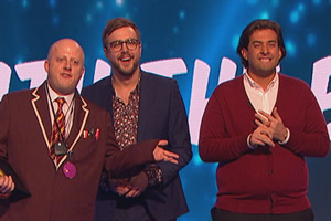 CelebAbility. Image shows from L to R: Marek Larwood, Iain Stirling, James Argent. Copyright: Potato. CelebAbility. Image shows from L to R: Marek Larwood, Iain Stirling, James Argent. Copyright: Potato.