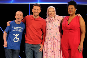 Comedians Giving Lectures. Image shows from L to R: Lee Ridley, Chris Ramsey, Sara Pascoe, Desiree Burch. Copyright: 12 Yard Productions. Comedians Giving Lectures. Image shows from L to R: Lee Ridley, Chris Ramsey, Sara Pascoe, Desiree Burch. Copyright: 12 Yard Productions.