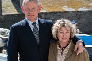 Doc Martin. Image shows from L to R: Dr Martin Ellingham (Martin Clunes), Angela Sim (Caroline Quentin). Doc Martin. Image shows from L to R: Dr Martin Ellingham (Martin Clunes), Angela Sim (Caroline Quentin).