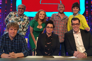 Insert Name Here. Image shows from L to R: Josh Widdicombe, Danny Baker, Kate Williams, Sue Perkins, Robert Webb, Aisling Bea, Richard Osman. Copyright: 12 Yard Productions / Black Dog Television. Insert Name Here. Image shows from L to R: Josh Widdicombe, Danny Baker, Kate Williams, Sue Perkins, Robert Webb, Aisling Bea, Richard Osman. Copyright: 12 Yard Productions / Black Dog Television.