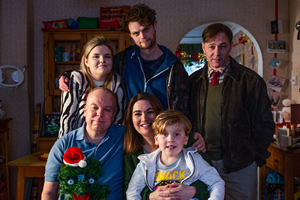 Inside No. 9. Image shows from L to R: Mia (Gaby French), Trevor (Steve Pemberton), Patrick (Bobby Schofield), Julia (Debbie Rush), Connor (Olly Hudson-Croker), Alex (Reece Shearsmith). Inside No. 9. Image shows from L to R: Mia (Gaby French), Trevor (Steve Pemberton), Patrick (Bobby Schofield), Julia (Debbie Rush), Connor (Olly Hudson-Croker), Alex (Reece Shearsmith).