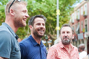A League Of Their Own. Image shows from L to R: Andrew Flintoff, Jamie Redknapp, Lee Mack. Copyright: CPL Productions. A League Of Their Own. Image shows from L to R: Andrew Flintoff, Jamie Redknapp, Lee Mack. Copyright: CPL Productions.