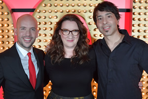 Live At The Apollo. Image shows from L to R: Tom Allen, Sarah Millican, Arj Barker. Copyright: Open Mike Productions. Live At The Apollo. Image shows from L to R: Tom Allen, Sarah Millican, Arj Barker. Copyright: Open Mike Productions.
