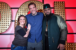 Live At The Apollo. Image shows from L to R: Lucy Porter, Henning Wehn, Guz Khan. Copyright: Open Mike Productions. Live At The Apollo. Image shows from L to R: Lucy Porter, Henning Wehn, Guz Khan. Copyright: Open Mike Productions.