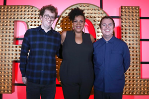 Live At The Apollo. Image shows from L to R: Jonny Pelham, Desiree Burch, Paul McCaffrey. Copyright: Open Mike Productions. Live At The Apollo. Image shows from L to R: Jonny Pelham, Desiree Burch, Paul McCaffrey. Copyright: Open Mike Productions.