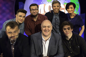 Mock The Week. Image shows from L to R: Hugh Dennis, Ed Gamble, Gary Delaney, Dara O Briain, Rob Beckett, Rhys James, Zoe Lyons. Mock The Week. Image shows from L to R: Hugh Dennis, Ed Gamble, Gary Delaney, Dara O Briain, Rob Beckett, Rhys James, Zoe Lyons.