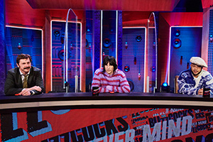 Never Mind The Buzzcocks. Image shows from L to R: Mike Wozniak, Noel Fielding, Jax Jones. Never Mind The Buzzcocks. Image shows from L to R: Mike Wozniak, Noel Fielding, Jax Jones.