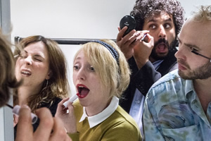 Newsjack. Image shows from L to R: Cariad Lloyd, Gemma Arrowsmith, Nish Kumar, Daniel Barker. Copyright: BBC. Newsjack. Image shows from L to R: Cariad Lloyd, Gemma Arrowsmith, Nish Kumar, Daniel Barker. Copyright: BBC.
