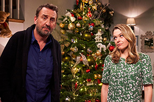 Not Going Out. Image shows from L to R: Lee (Lee Mack), Lucy (Sally Bretton). Not Going Out. Image shows from L to R: Lee (Lee Mack), Lucy (Sally Bretton).