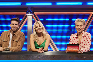 Pants On Fire. Image shows from L to R: Joel Dommett, Mollie King, Emma Willis. Copyright: Fulwell 73 Productions. Pants On Fire. Image shows from L to R: Joel Dommett, Mollie King, Emma Willis. Copyright: Fulwell 73 Productions.