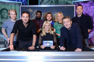 Play To The Whistle. Image shows from L to R: Jonnie Peacock, John Terry, Romesh Ranganathan, Holly Willoughby, Seann Walsh, Rachel Riley, Bradley Walsh, John Terry. Copyright: Hungry Bear Media. Play To The Whistle. Image shows from L to R: Jonnie Peacock, John Terry, Romesh Ranganathan, Holly Willoughby, Seann Walsh, Rachel Riley, Bradley Walsh, John Terry. Copyright: Hungry Bear Media.